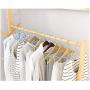 GGYDD Single Rail Bamboo Garment Rack, 8 Side Hook Tree Stand Rolling Coat Hanger for Jacket,Umbrella,Clothes,Hats,Scarf,Handbags-a 60x176cm(24x69inch)