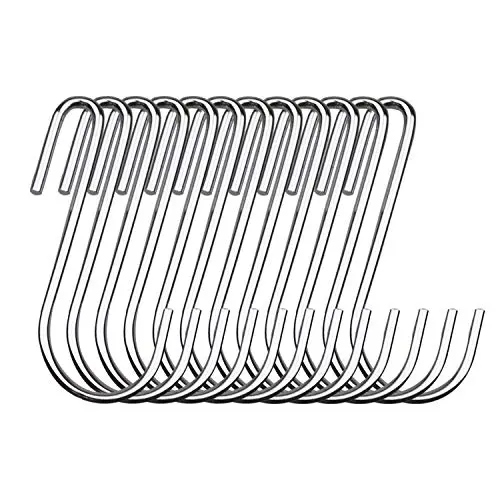 12 Pack 3.5 Inch Chrome Silver S Shaped Hooks Hanging Hangers for Bathroom Bedroom Office Kitchen Garden