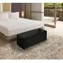 Otto & Ben Folding Toy Boxes Chest with Memory Foam Seat Tufted Faux Leather Trunk Bedroom Ottomans Bench End Table, 45 Inch, Button Black