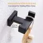 Double Bath Towel Hook, Suyar Stainless Steel Double Robe Hook, Bathroom Kitchen Towel Hanger, Hand Towel Holder for Wall, Matte Black