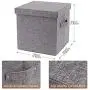 Ranslen Large Decorative Storage Bin with Lid Canvas Fabric Collapsible Storage Boxes Organizer Container with Handle- Grey for Bedroom, Home, Closet, Living Room