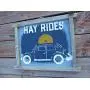 Vintage look HAY RIDES VW BUG BEETLE Fall jute hanger antique style primitive style. weathered wood sign