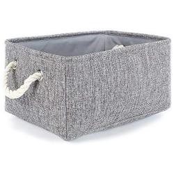 TheWarmHome Grey Linen Storage Basket for Shelves, Storage for Toys,Fabric Organizer Bins