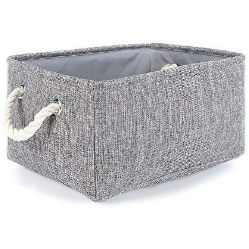 TheWarmHome Grey Linen Storage Basket for Shelves, Storage for Toys,Fabric Organizer Bins