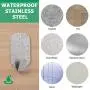 Adhesive Hooks,Heavy Duty Wall Hooks Stainless Steel Ultra Strong Waterproof Hanger for Keys, Towel, Coat, Bags, Robe, Home, Kitchen, Bathroom - 16 Pack