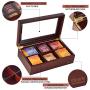 Volenx Tea Chest Box, Wooden Tea Boxes Storage Organizer with Dividers and Glass Window, Tea Boxes Holder 6 Compartment for Tea Bags