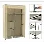 MULSH Closet Wardrobe Portable Clothes Storage Organizer with Metal Shelves and Dustproof Non-Woven Fabric Cover in Beige,41.73x17.72x63.35 in