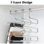 Ray-Velocity Stainless Steel Pants Hangers S-Shaped 5 Layers Hangers Closet Space Saver for Jeans Scarf Tie Clothes(4 Pack) (Sliver)