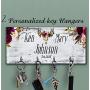 Personalized key holder for wall, Floral key holder, Boho key holder, Floral key holder, Minimalist key rack, Pink key hanger, Key rack, Housewarming gift, Key holder for wall, Boho home decor