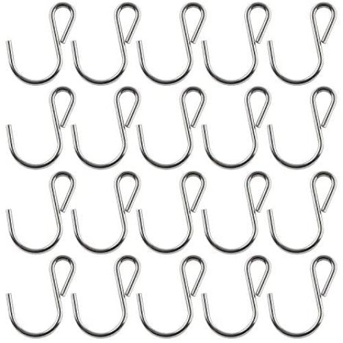 JCBIZ 20pcs 35x22mm Silver Stainless Steel S-Shape Hook for Hanging Flowers, Jewelry, Towels
