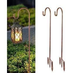 Beautyard 2 Pack Shepherds Hook Outdoor Heavy Duty for Hanging Plant Baskets, Hummingbird Feeders Hanging Solar Lights, Lanterns, Flower Pots, Wedding Decor (32 Inches, Bronze)