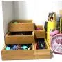Simhoo Bamboo Stackable Drawer Organizer and Desk Storage Box/Tray for Office Supplies,Junk,Crafts,Sewing Small Daily Use Articles 5 Boxes Adjustable Organization(1sets)