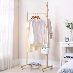 XM ZfgG 3 in 1 Coat Rack Clothes Stand Hat Handbag Hanger Hall Hanging Rod Tree Branches with 5 Hooks and Storage Shelf Universal Wheel Movable (Color : Beige)