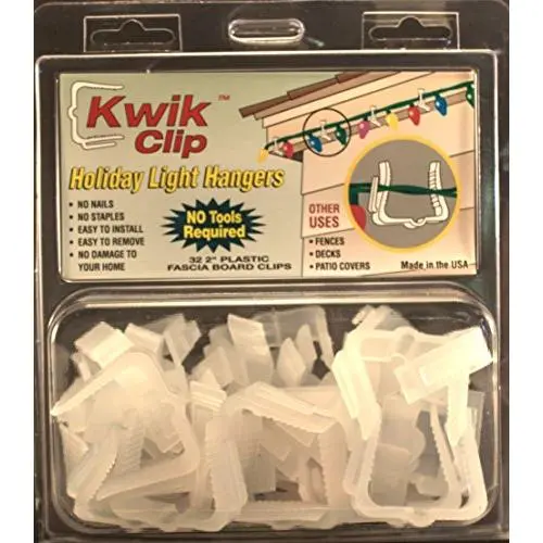 Kwik Clip Holiday Christmas Light Hangers 2" (1 5/8") Fascia Boards Clip Made in The USA