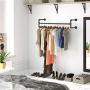 SONGMICS Wall-Mounted Clothes Rack, Industrial Pipe Clothes Hanging Bar, Space-Saving, 43.3 x 11.8 x 11.5 Inches, Holds up to 132 lb, Easy Assembly, for Small Space, Black UHSR64BK