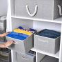 StorageWorks Collapsible Storage Bins for Shelves with Handles, Closet Basket, Rectangle, Gray, 3-Pack, Large