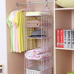 Clothes Hanger Organizer Organizador Ropa Interior Closet Hanger Basket Bag Storage Pants Tie Rack Hooks Shelf,Pink-4