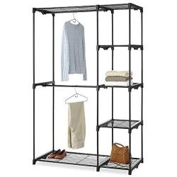 Leoneva Supreme 3-Tiers Garment Rack Clothes Hanging Rack with Hanger Bar Wheels (5 Tier-2 Hanging Rods, Black)