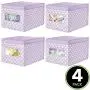 mDesign Decorative Soft Stackable Fabric Closet Storage Organizer Holder Boxes - Clear Window, Lid, for Child/Kids Room, Nursery - Large, Collapsible Foldable - Polka Dot Print - 4 Pack - Light Purple