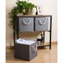 Prandom Large Foldable Cube Storage Bins 13x13 inch [3-Pack] Fabric Linen Storage Baskets Cubes Drawer with Cotton Handles Organizer for Shelves Toy Nursery Closet Bedroom Grey