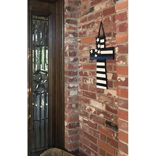 THIN BLUE LINE DOOR HANGER CROSS THIN BLUE LINE DOOR HANGER CROSS