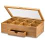 Bambusi Bamboo Tea Storage Boxes - Natural Wood Tea Chest Organizer with Small Drawer | Great Christmas Gift Idea Bambusi Bamboo Tea Storage Boxes - Natural Wood Tea Chest Organizer with Small Drawer | Great Christmas Gift Idea