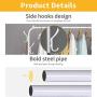 UDEAR Garment Rack Free-Standing Clothes Rack with Top Rod,Lower Storage and 8 Hooks,White