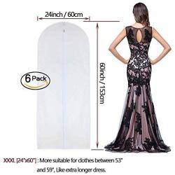 Garment Bag Clear for Long Dress 24 x 60 Moth Proof Garment Bags White Breathable Full Zipper Dust Cover for Clothes Storage Closet Pack Of 6