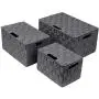 Sorbus Boxes Bin Container Tote Cube Set Stackable Storage Basket Woven Strap Shelf Organizer Built-in Carry Handles (Gray),
