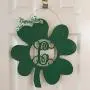 Monogram Shamrock Door Hanger - Spring Door Hanger - Four Leaf Clover Monogram Door Hanger - Shamrock Initial Wreath - Monogram Clover