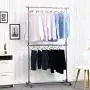 SONGMICS Double Rod Clothes Rack, Adjustable Garment Clothing Rack, Hanging Rail on Wheels, Gray ULLR401 SONGMICS Double Rod Clothes Rack, Adjustable Garment Clothing Rack, Hanging Rail on Wheels, Gray ULLR401