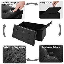 KTN Storage Ottoman Bench Folding Toy Chest, 30" Faux Leather Footrest Storage Organizer Boxes for Bedroom, Living Room, Hallway