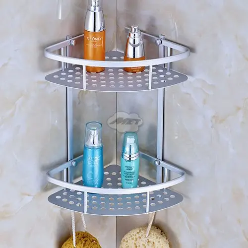 2 Layer Triangular Shower Caddy Shelf Bathroom Corner Rack Storage Holder Hanger 2 Layer Triangular Shower Caddy Shelf Bathroom Corner Rack Storage Holder Hanger