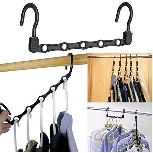 10pc Black Space Saving Hanger Plastic loset Hook Cloth Hanger Wardrobe Organizer Space Saver Bathroom Door Kitchen Towel Holder Decoration