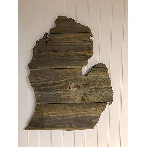 Michigan&quotMitten" State Shape 15" x 19&quotRustic Wood Sign Hanger with options to Personalize