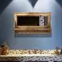 ZEMIN Wall Coat Rack Clothes Hat Hanger Holder Shelf Solid Wood with Mirror Creative, Brown, 85x47x13CM