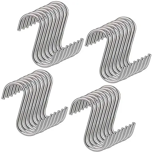 Hulless 3.5 Inch S Shaped Hanging Hooks Solid Stainless Steel S Hooks Kitchen Hooks for Spoon Pan Pot Hangers Multiple Uses 20PCS.