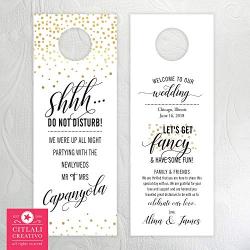 Do Not Disturb Wedding Door Hangers in Confetti Dots Print (set of 10)