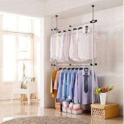 Flesser Adjustable Clothes Rack Heavy Duty Garment Rack for Clothes 2-Tier Easy to Assemble