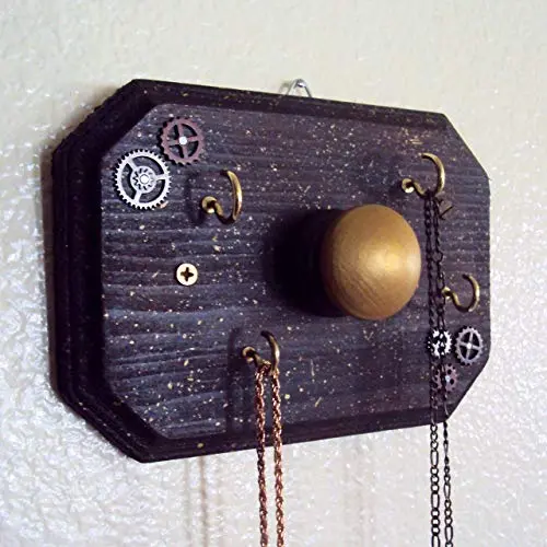 Steampunk Jewelry Display Organizer - Industrial Chic Necklace Hanger - Decorative Steam Punk Key Holder - Small Wall Hanger (5 x 7 inches) Steampunk Jewelry Display Organizer - Industrial Chic Necklace Hanger - Decorative Steam Punk Key Holder - Small Wall Hanger (5 x 7 inches)
