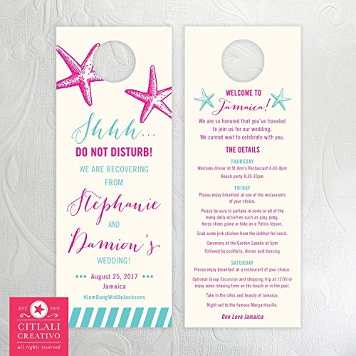 Beach Starfish Theme Shhh Do Not Disturb Wedding Door Hangers (set of 10)