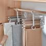 HJYPYJ Magic Hanger,5 in 1 Multifunction Magical Hangers,Pp + Stainless Steel Adjustable Trouser Hangers,Space-Saving Organizer Hangers, Horizontally or Vertically Suspended/White / 2 pcs