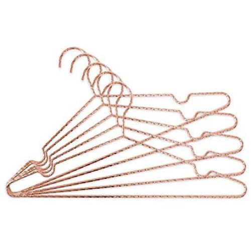 Closet Complete Luxurious, Modern, Strong Metal, “Millionaire” Space Saving Coat Hangers, Rose Gold, Set of 5