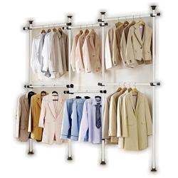 Sylbillionair Portable Indoor Garment Rack Tools Free DIY Coat Hanger Clothes Wardrobe 4 Poles