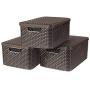 Curver 240655 Storage Boxes Rattan-Look Plastic Chocolate Size M 39 x 29 x 17 cm