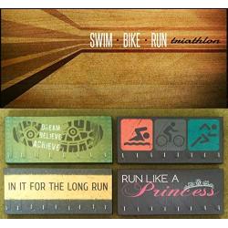 Race Medal Holder/Athletic Medal Hanger - SWIM BIKE RUN Triathlon. Wood Wall Mounted Medal Organizer. CUSTOMIZATION Available