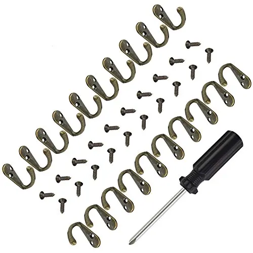 HOVEOX 20 Pcs Bronze Single Hooks Coat Wall Mounted Single Hooks Hangers No Scratch Robe Hooks Equipped with 40 Pcs Screws & a Free Screwdriver for Bath Kitchen Garage Heavy Duty, Vintage HOVEOX 20 Pcs Bronze Single Hooks Coat Wall Mounted Single Hooks Hangers No Scratch Robe Hooks Equipped with 40 Pcs Screws & a Free Screwdriver for Bath Kitchen Garage Heavy Duty, Vintage