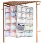 Alipher Bra Storage Bag Double Side Hanging Closet Organizer Stocking Mesh Pockets Clothes Hanging Bag with Metal Hanger (Blue)