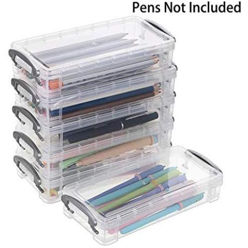 BTSKY Large Capacity Pencil Box, Office Supplies Storage Organizer Box, Brush Painting Pencils Storage Boxes Watercolor Pen Container Drawing Tools(6 Pack)