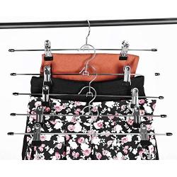 Yimeezuyu 10pcs Pants Hangers Clothes Hangers with Clips Metal Anti-Skid Pants Rack Wardrobe Pants Clip Saving for Pants Skirts Clothes